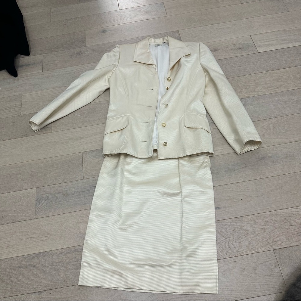 Valentino Classic Cream Blazer and Skirt Set